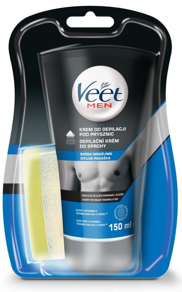 Veet Men Silk &amp; Fresh Depilačný krém do sprchy pre citlivú pokožku 150 ml